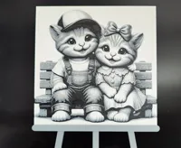 Tableau lumineux chatons sur un banc — photo 2