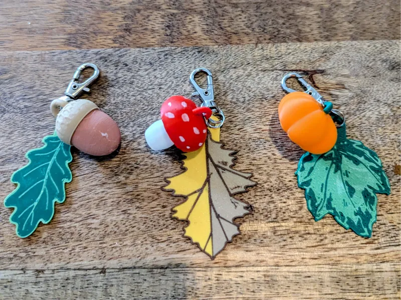 Autumn Keychain (pumpkin, acorn, mushroom)