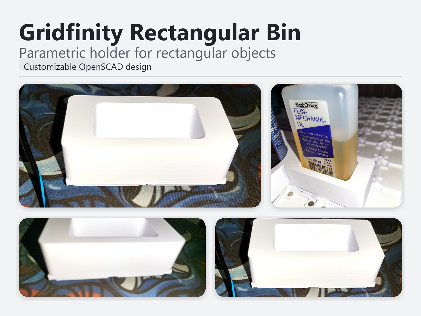 Gridfinity Parametric Rectangular Object bin 