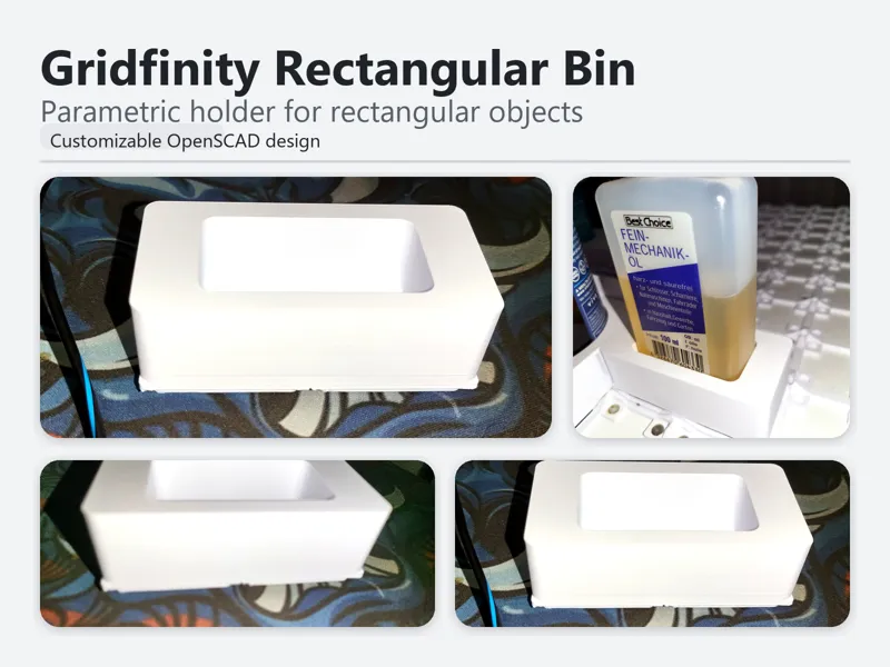 Gridfinity Parametric Rectangular Object bin 