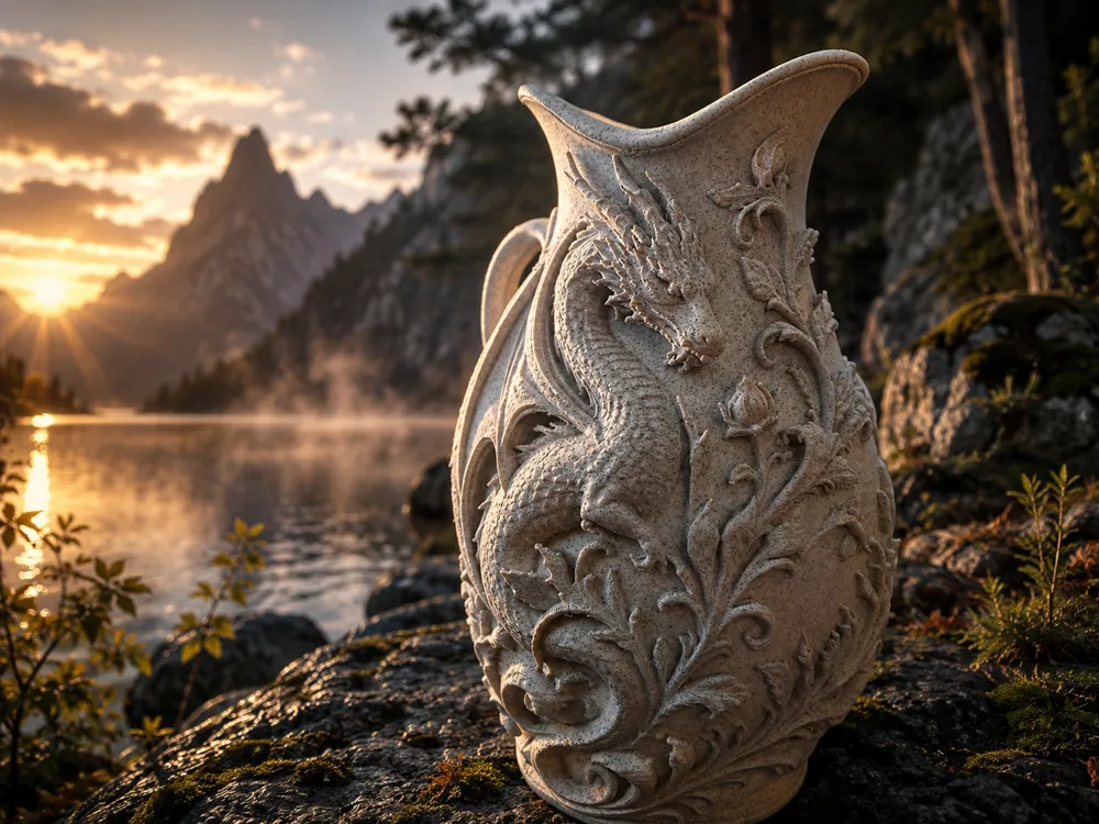 Jarrón decorativo: Drachenvase – Mystisches Relief. Referencia del modelo original.