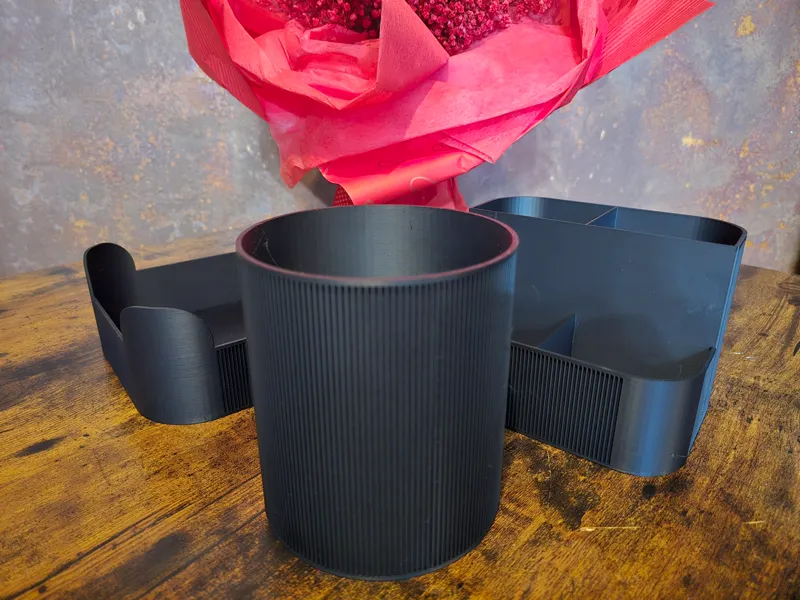Ribbed Desk Organizer Set - Round Container
