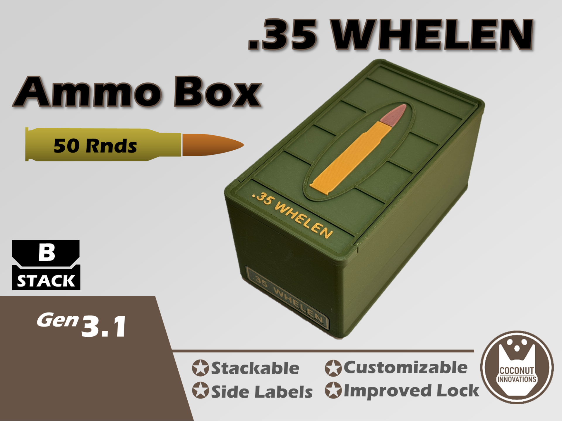 Ammo Storage Box - .35 WHELEN - 50 Rounds