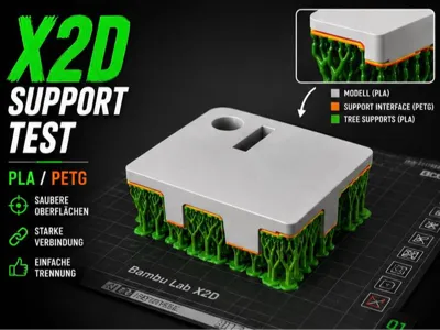 X2D Support Test –Multi-Material Support  PLA-Petg