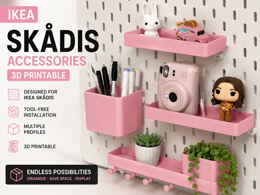 Estante o repisa: IKEA SKADIS Accessories – 3D Printable Collection. Referencia del modelo original.