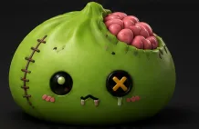 Modelo para impresión 3D: Halloween Zombie Dumpling — vista de referencia 3