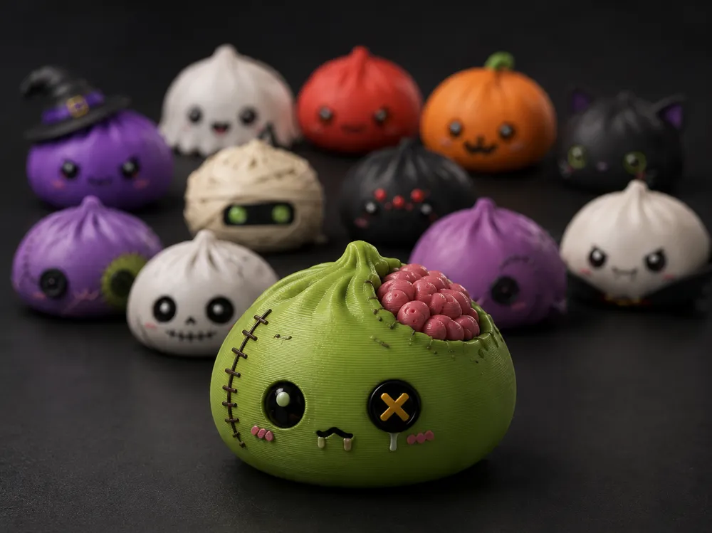 Modelo para impresión 3D: Halloween Zombie Dumpling. Referencia del modelo original.