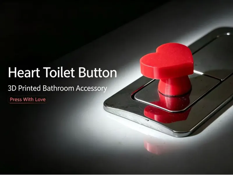 Toilet Push Button, Red Heart