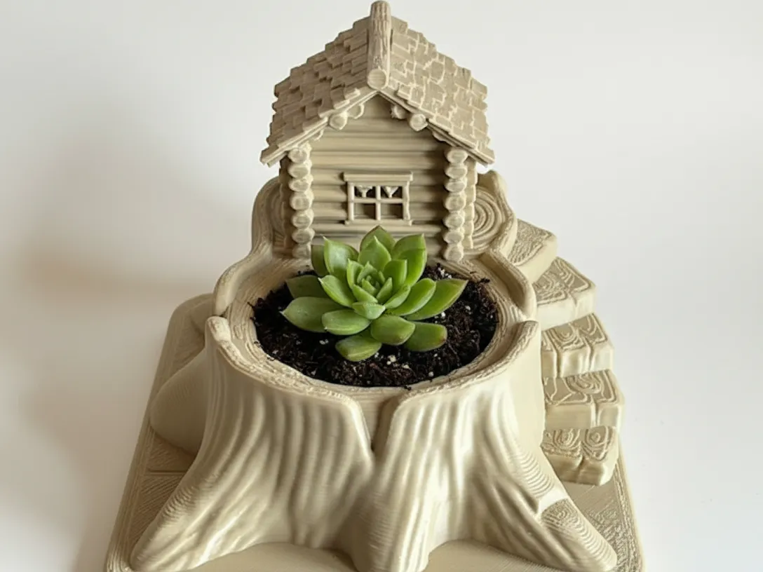 Pot à succulente cabane forestière