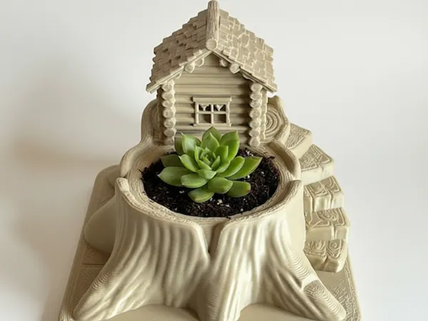 Pot à succulente cabane forestière