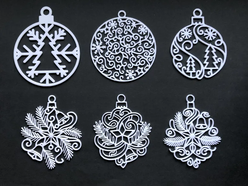 Set of Lightweight, Intricate Christmas Ornaments