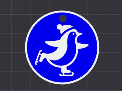Penguin on ice skate keychain