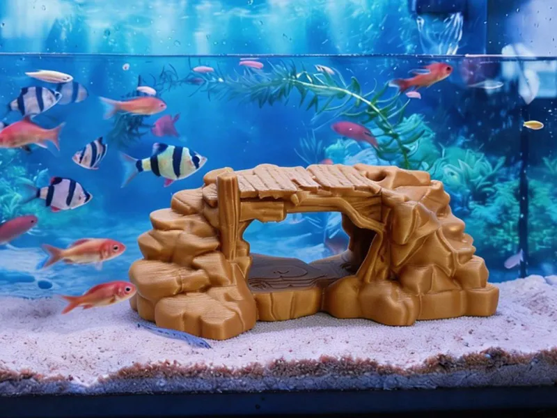 石拱桥，鱼缸造景，躲避屋