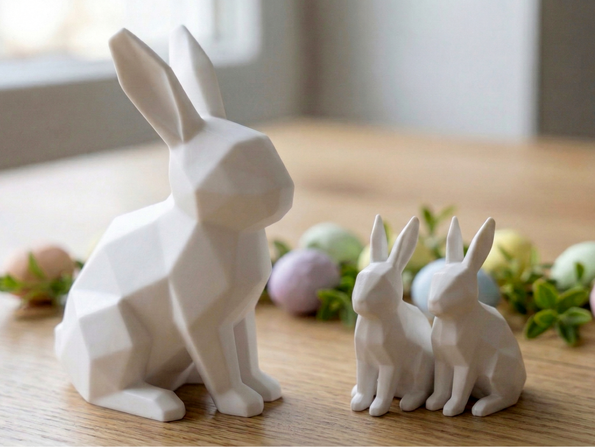 Easter Bunny Family Low Poly Decoration