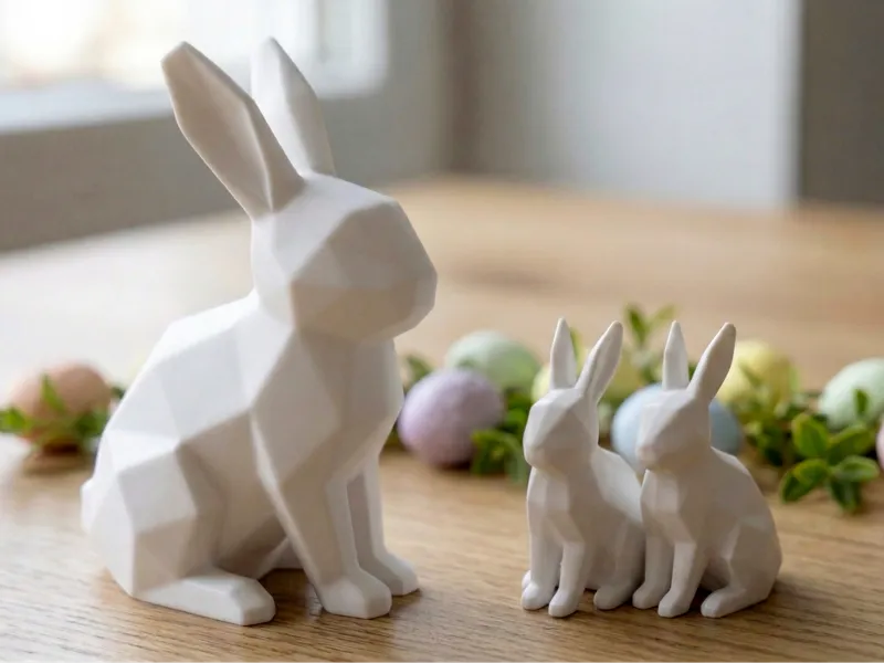 Easter Bunny Family Low Poly Decoration