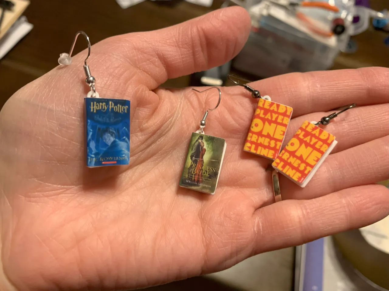 Book earring with loop view 2