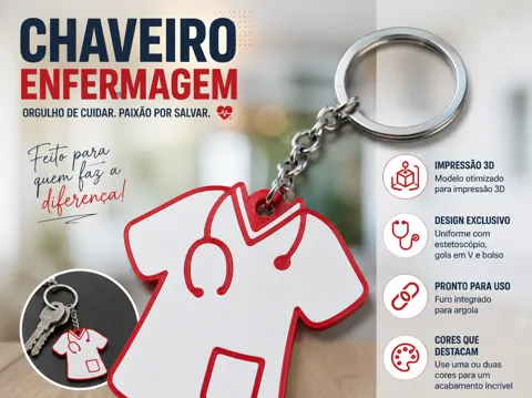 Llavero: Chaveiro de Enfermagem – Uniforme com Estetoscópio — referencia de MakerWorld