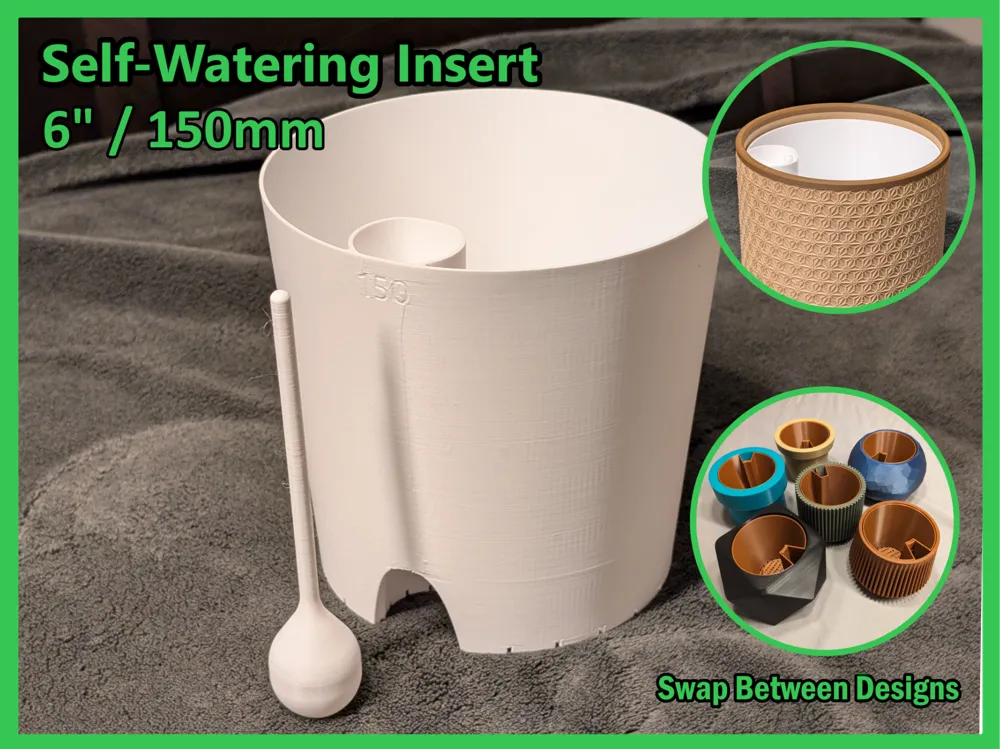 Self Watering Planter Insert 6" / 150mm - Free 3D Print Model - MakerWorld