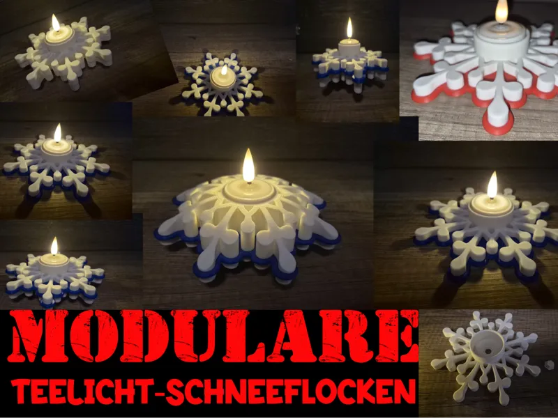 Modularer Schneeflocken-Teelichthalter 4 Versonen