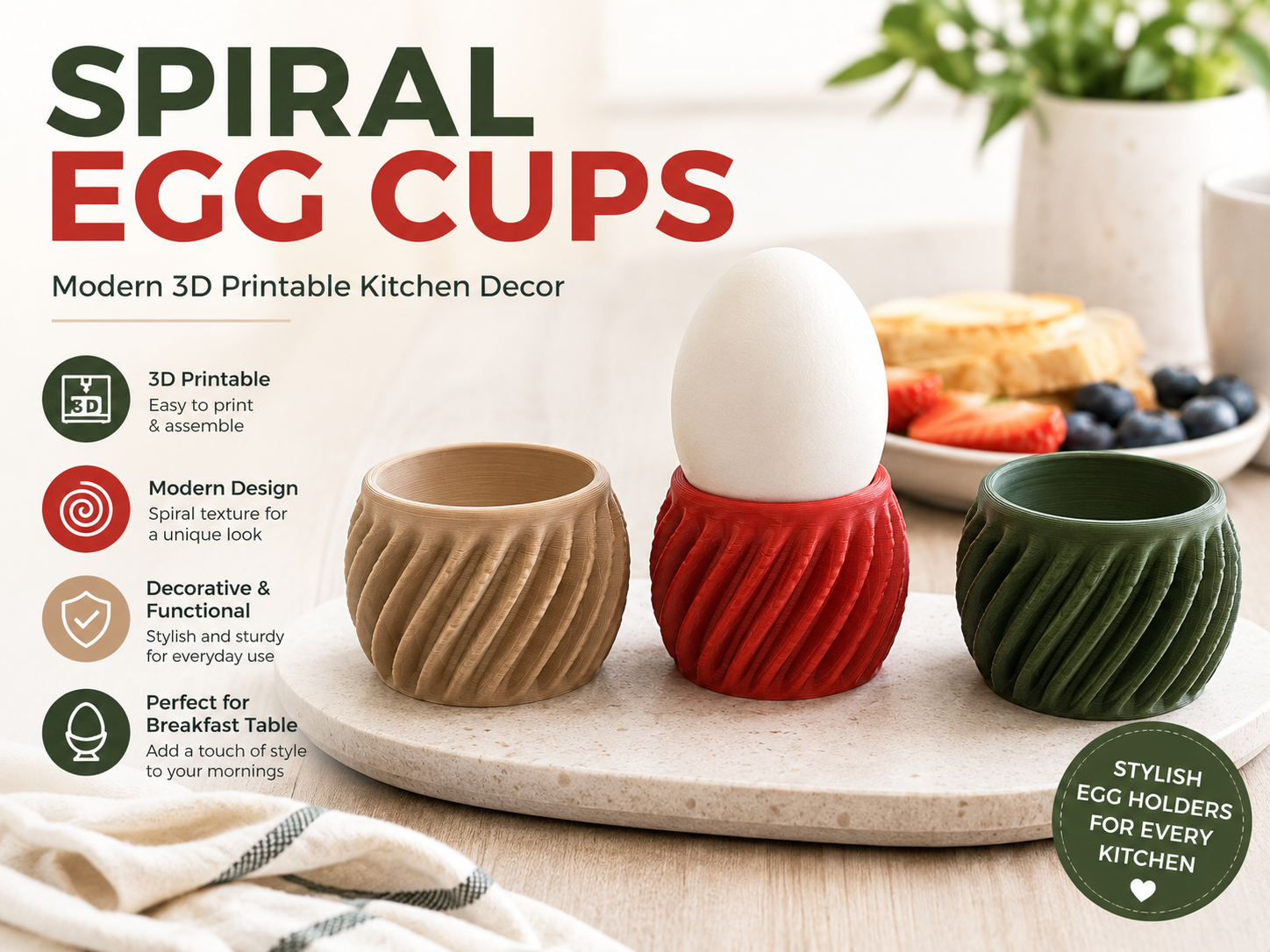 Spiral Egg Cups – Moderne Eierbecher Spiral-Design