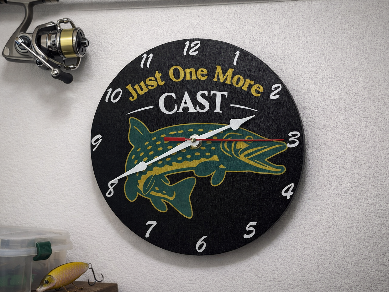 Fishing Wall Clock – “Just One More Cast” 