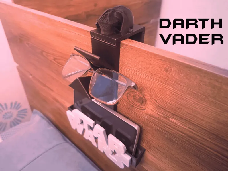 Darth Vader Overbed Phone & Glasses Holder, No Sup