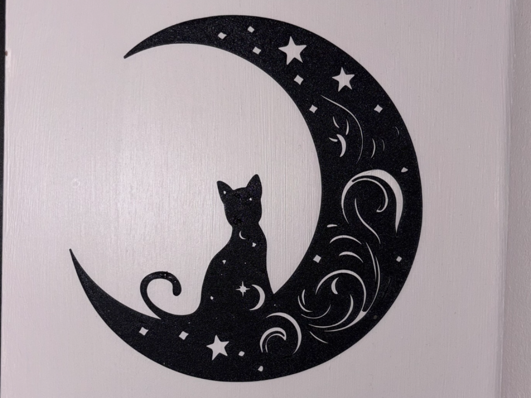 Cat on the Moon wall art shadow stencil