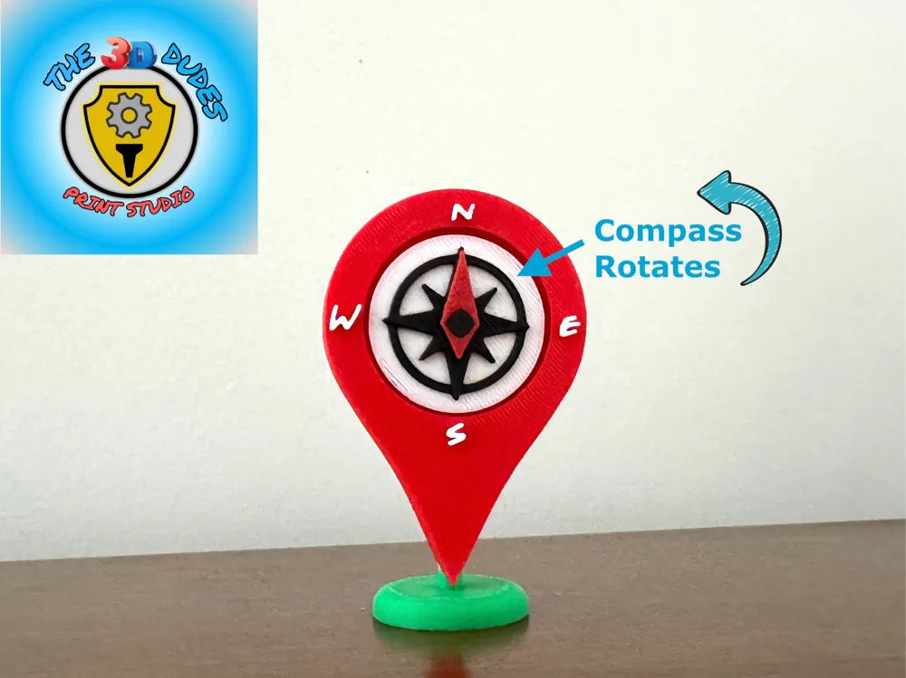 Waypoint with Compass - Free 3D Print Model - MakerWorld