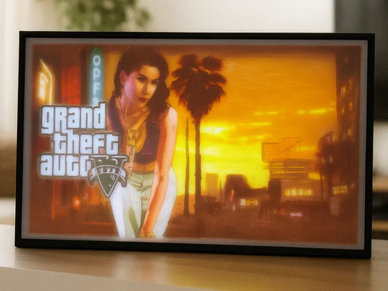 GTA V Woman with Logo Wallpaper Lithophane