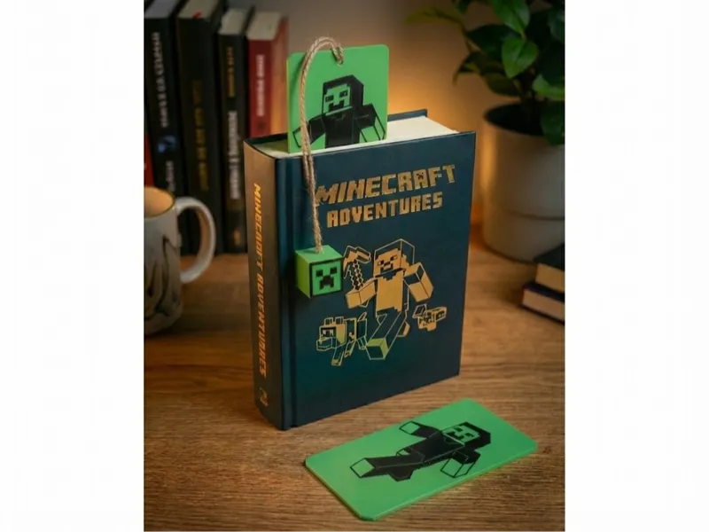 Minecraft Style Bookmark with Dangling Cube