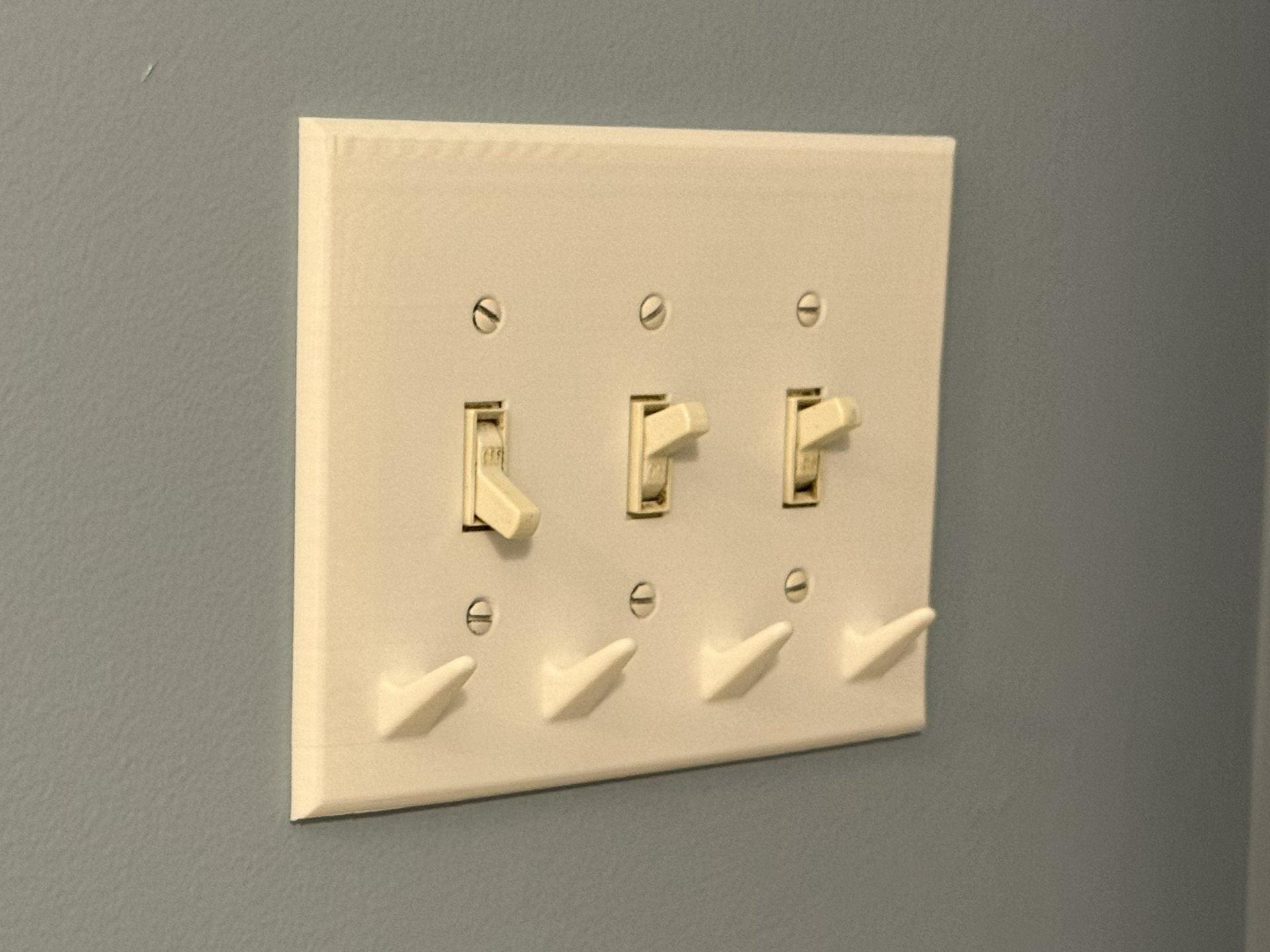 Triple Light Switch Plate Cover With Hooks