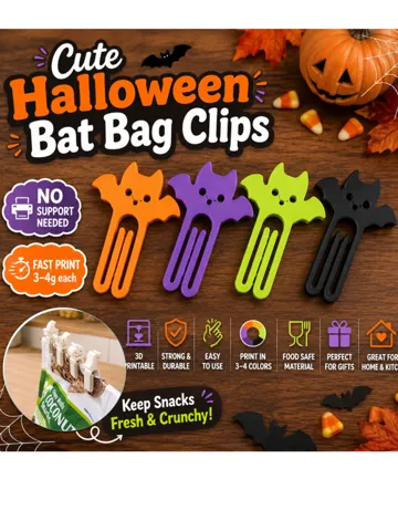 Clip o pieza de sujeción: Halloween Bats Cute Bag Clips – Paper Clip Fast — vista de referencia 2