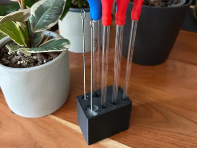 Glass Pipette Set Holder – 5 Pipets + 2 Brushes