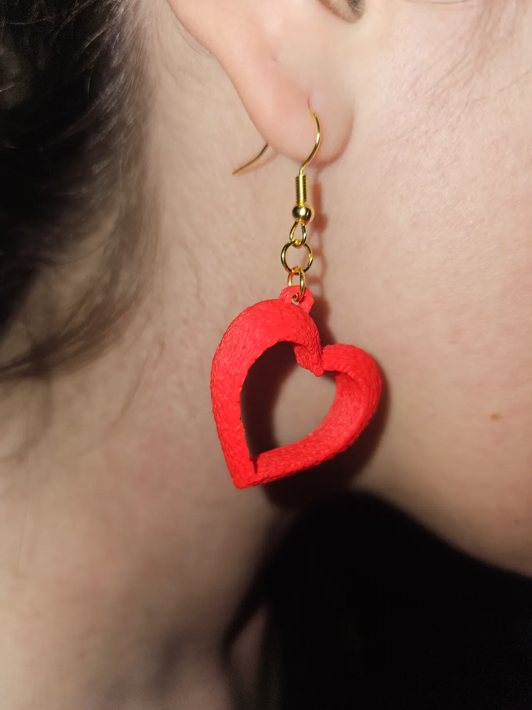 Heart shaped Earrings 3D fuzzy skin! view 2
