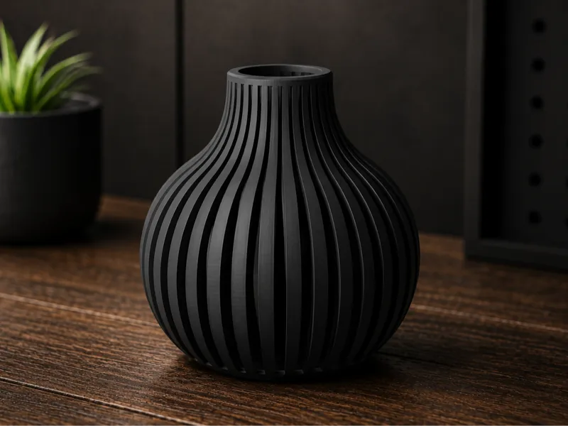 Kleine Runde Gerippte Vase Weiß 
