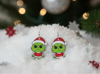 Baby grinch earrings