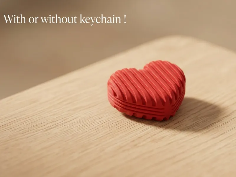 Ribbed Heart - Keychain or Decoration - 3 sizes