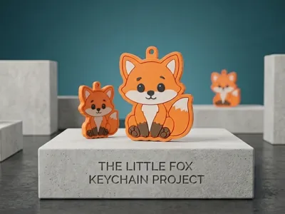 Fox keychain with embossed detail and fuzzy fur