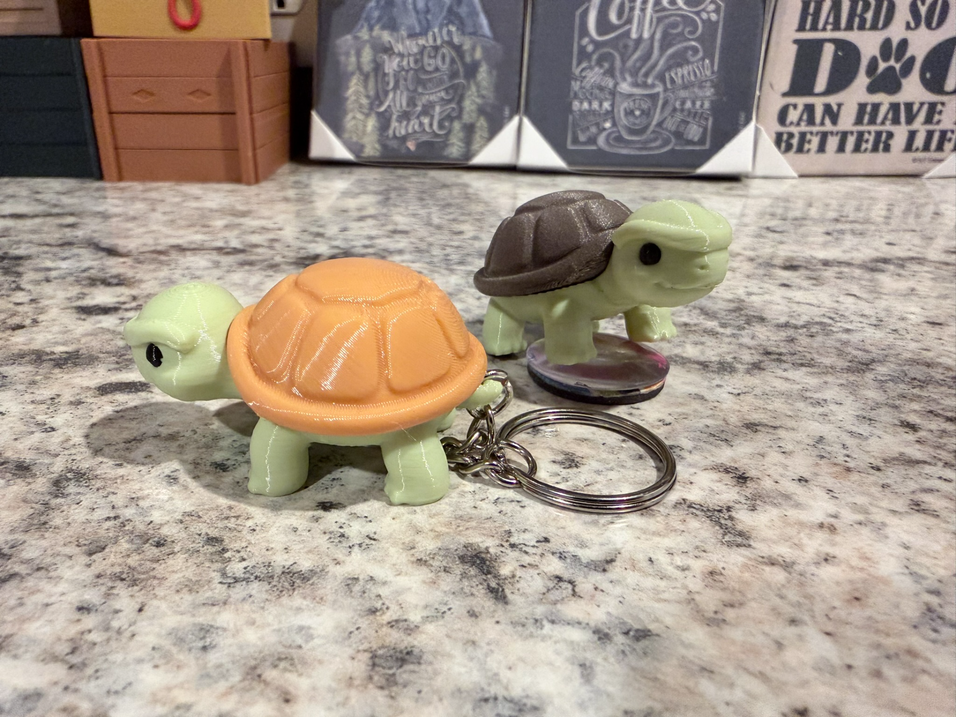 Turtle Keychain with Removable Shell: 2 or 3 Parts
