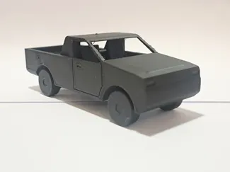 Pickup with suspension and movable wheels