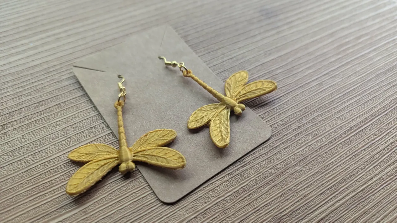 Golden Reed Dragonfly Earrings view 4