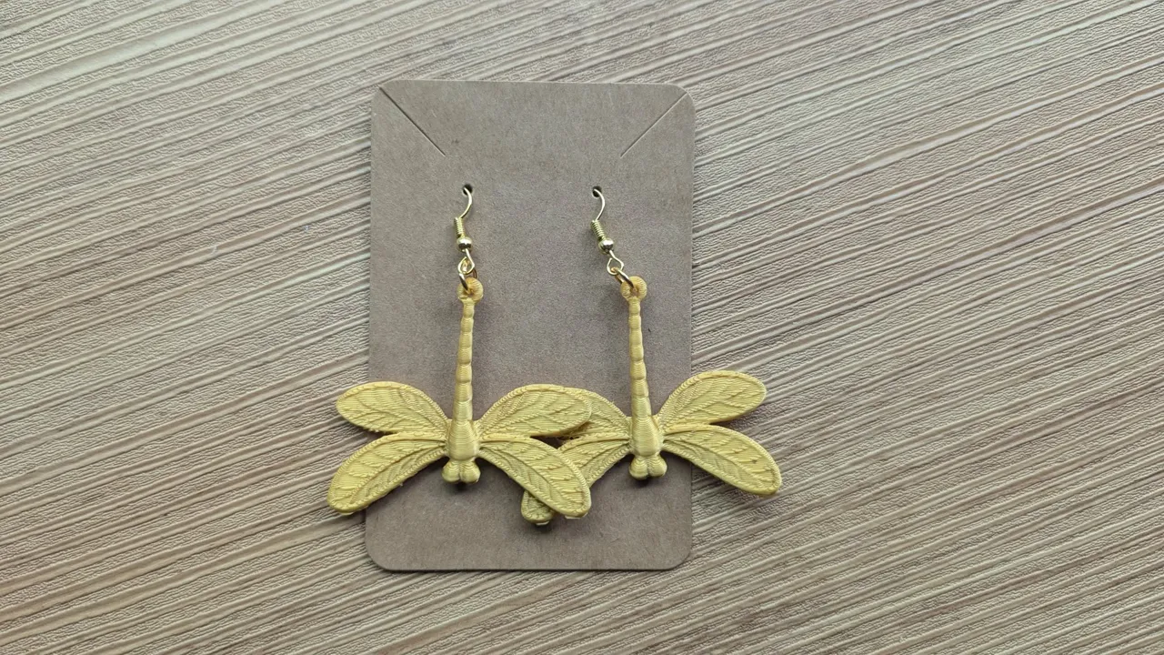 Golden Reed Dragonfly Earrings view 2