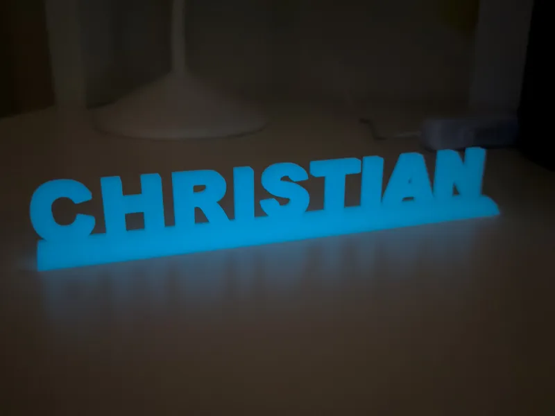 Christian Name Plate Optional Glow Easy Print PLA