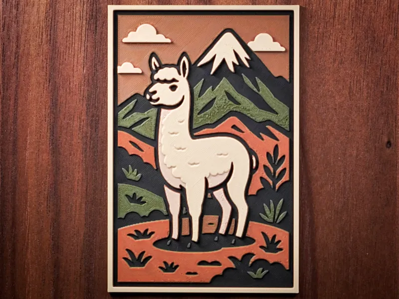 White Llama Terracotta Sky