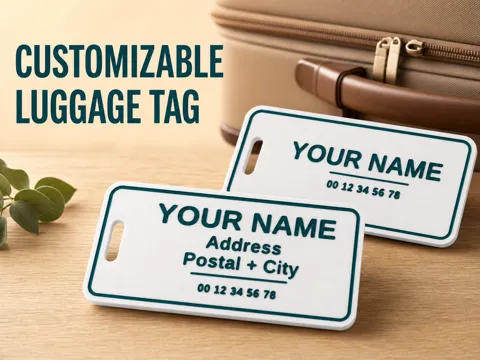 Llavero: Customizable Luggage Tag – 3 Lines & Phone Number — referencia de MakerWorld