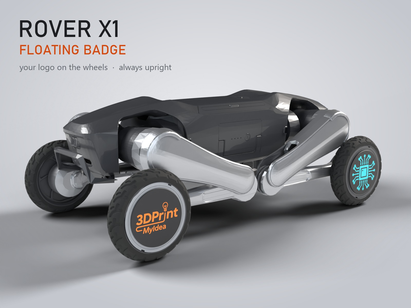 Rover X1 Floating Badge: Your Logo, Always Upright 3D model
