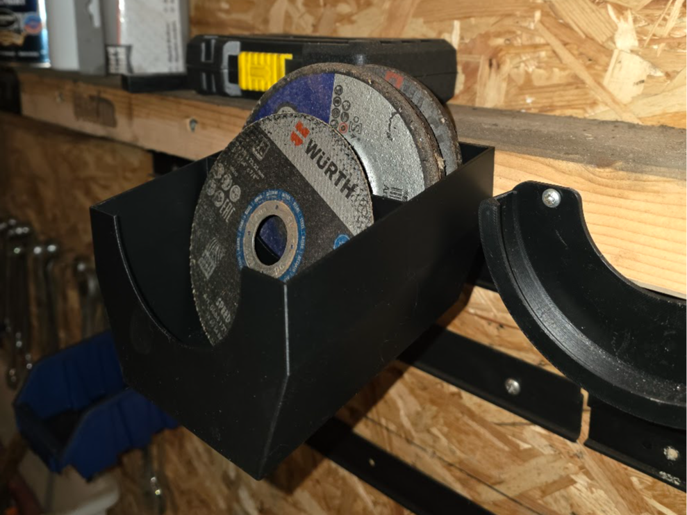 Grinding disc organizer, 125mm wallmounted double
