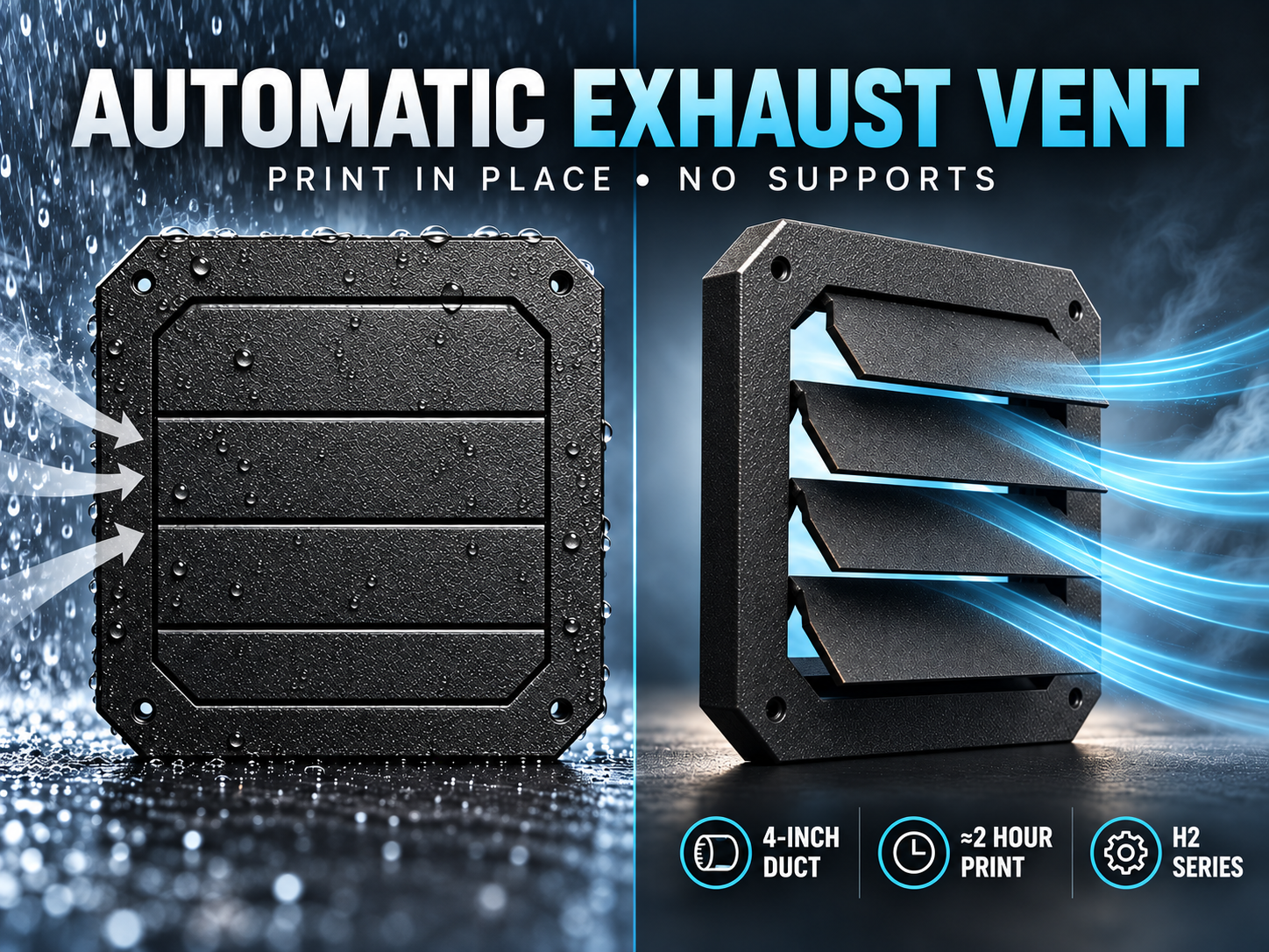 Automatic Exhaust Vent – Print in Place, 4 Inch - 1