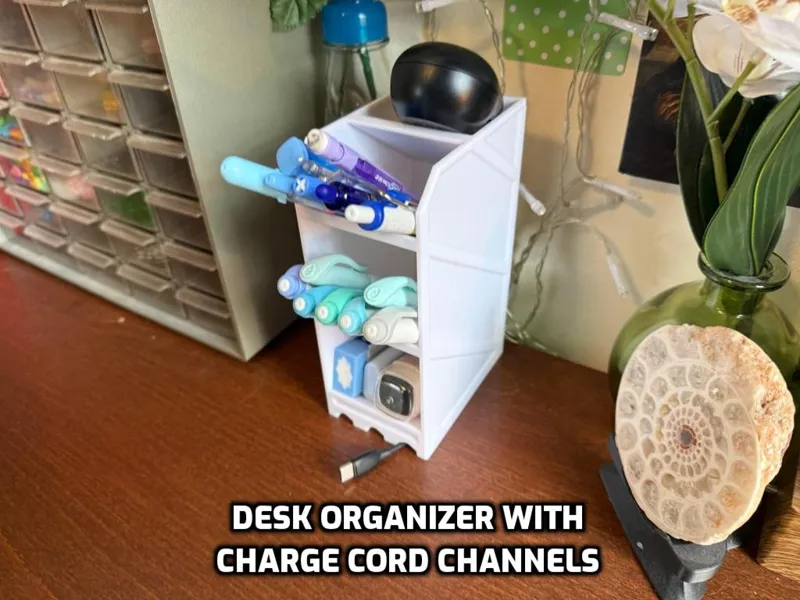 Desk Pen and Pencil Organizer w\ Cord Channel