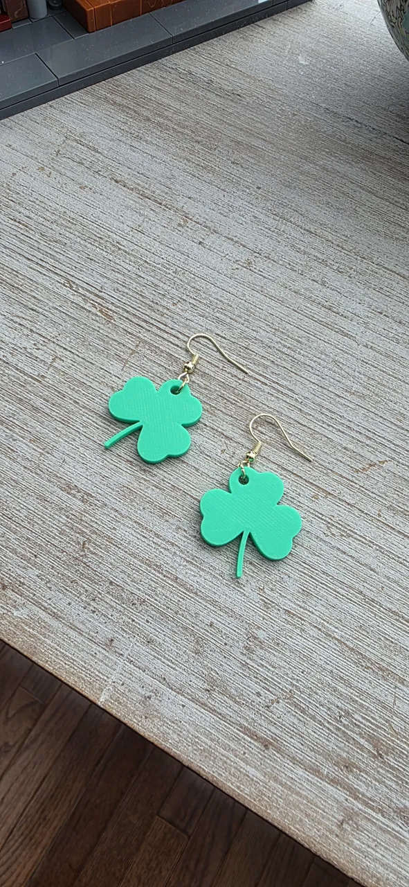 St. Patrick's Day Shamrock Clover Earrings view 2